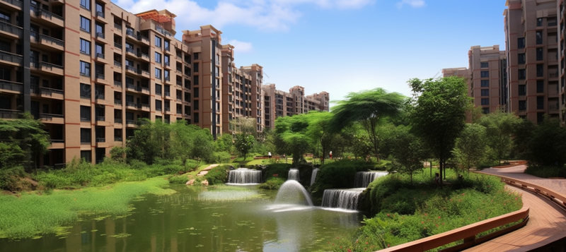 小区社区楼小美景地产楼盘广告背景,高清,摄影图,摄影图片,图片大全,摄影图免费下载